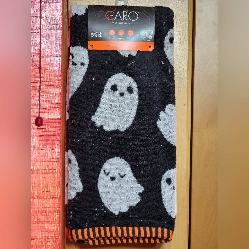 Black and White Ghost Kitchen Towels Set of 2